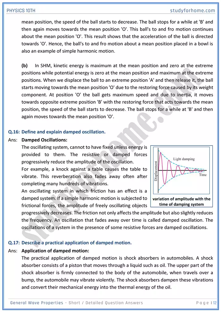 chapter 10 general wave properties short and detailed question answers physics 10th 12