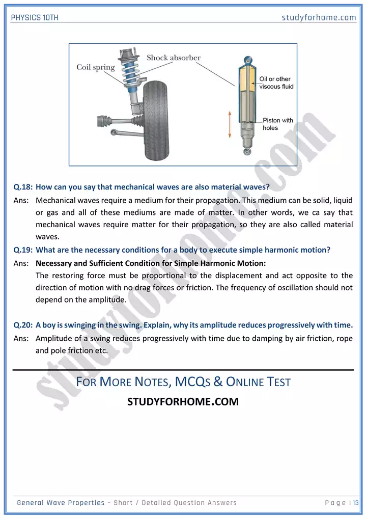 chapter 10 general wave properties short and detailed question answers physics 10th 13