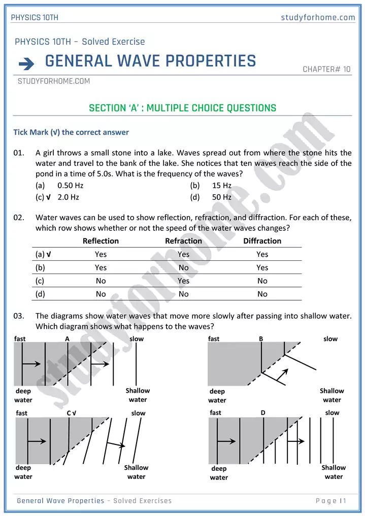 chapter 10 general wave properties solution of textbook exercise physics 10th 01