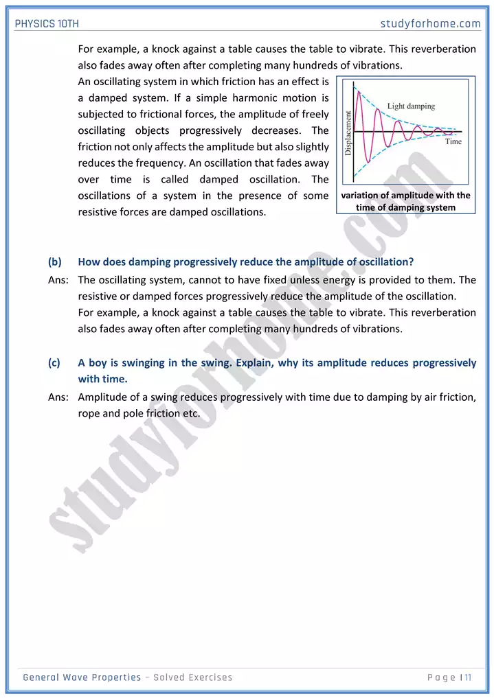 chapter 10 general wave properties solution of textbook exercise physics 10th 11