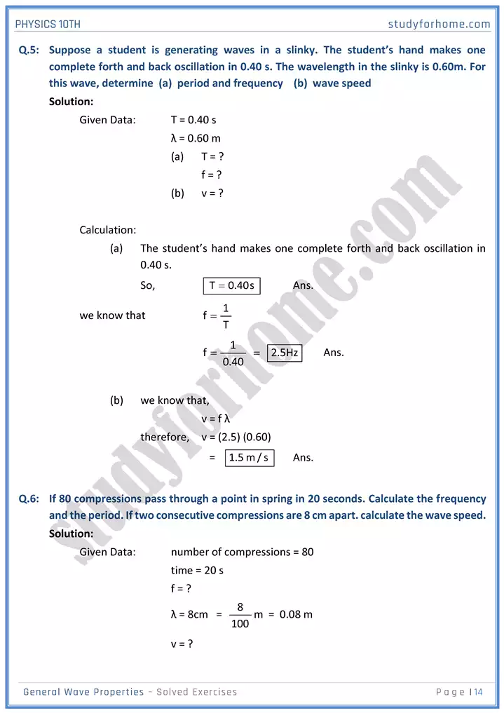 chapter 10 general wave properties solution of textbook exercise physics 10th 14