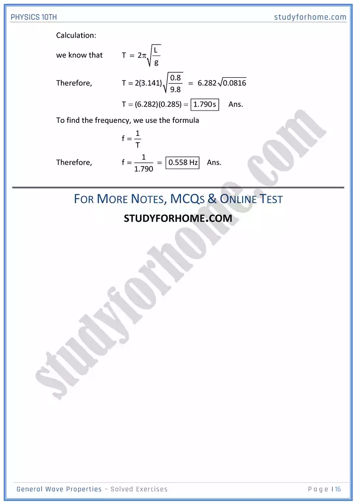 chapter 10 general wave properties solution of textbook exercise physics 10th 16