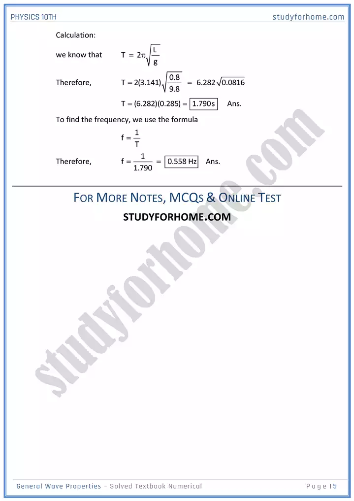 chapter 10 general wave properties solved textbook numericals physics 10th 05