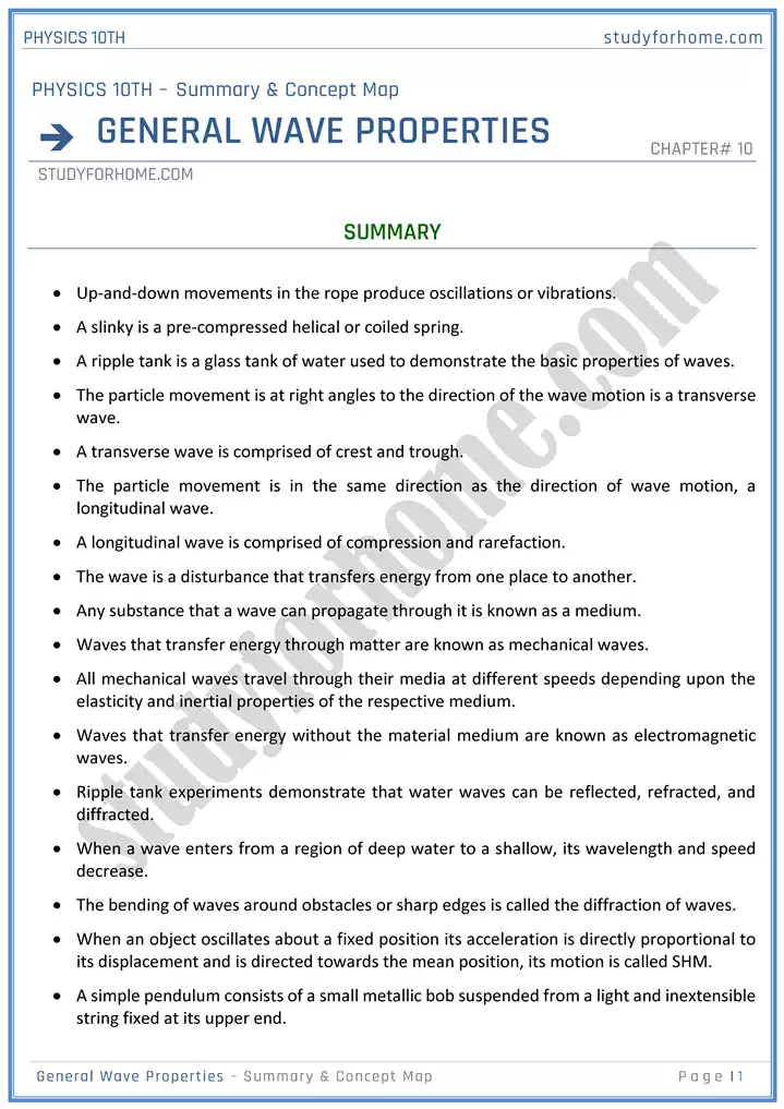 chapter 10 general wave properties summary and concept map physics 10th 01