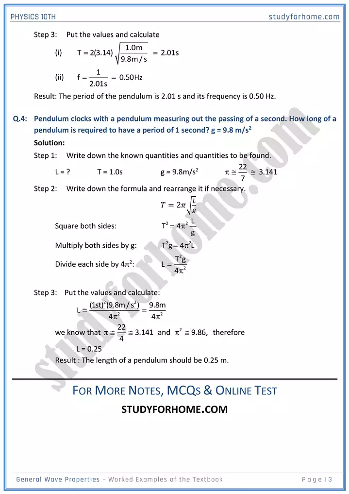 chapter 10 general wave properties worked examples of the textbook physics 10th 03