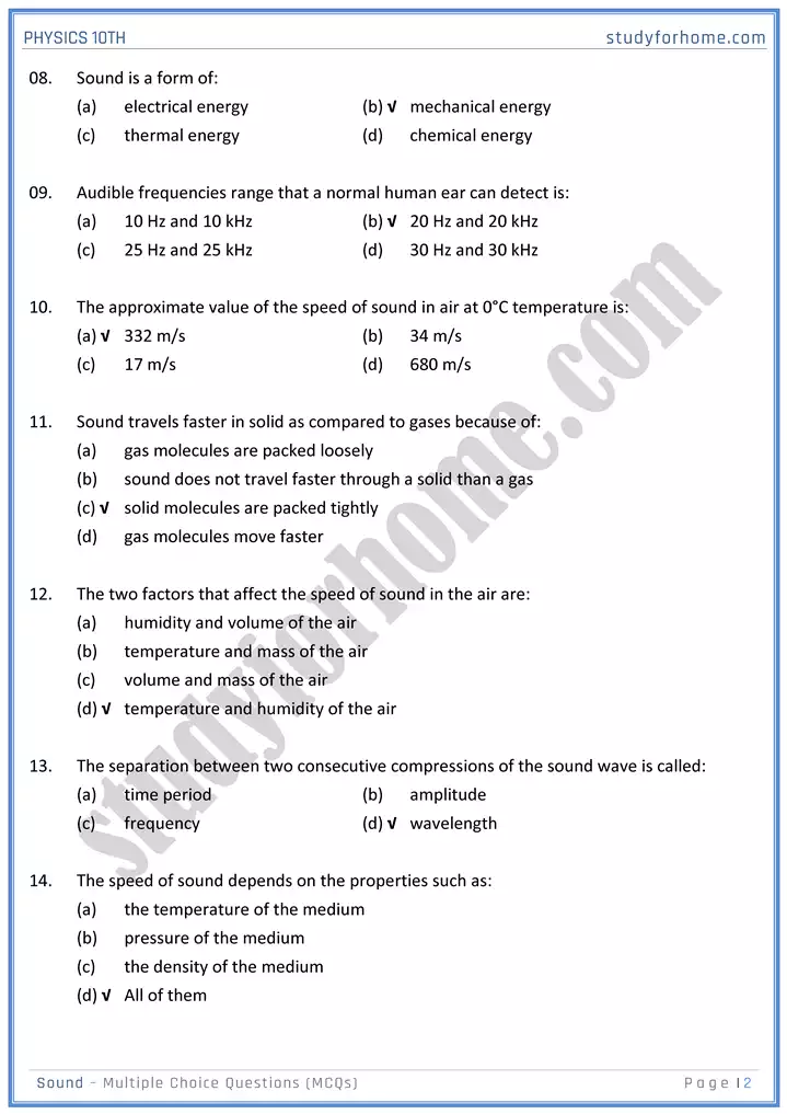 chapter 11 sound multiple choice questions physics 10th 02