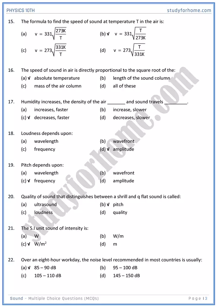 chapter 11 sound multiple choice questions physics 10th 03