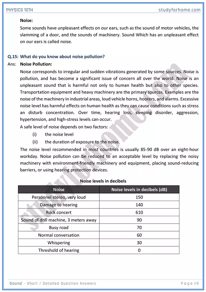 chapter 11 sound short and detailed question answers physics 10th 09