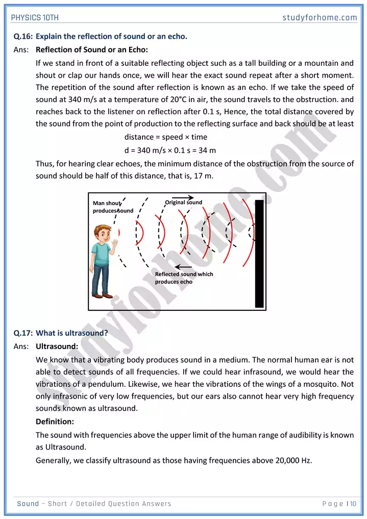 chapter 11 sound short and detailed question answers physics 10th 10