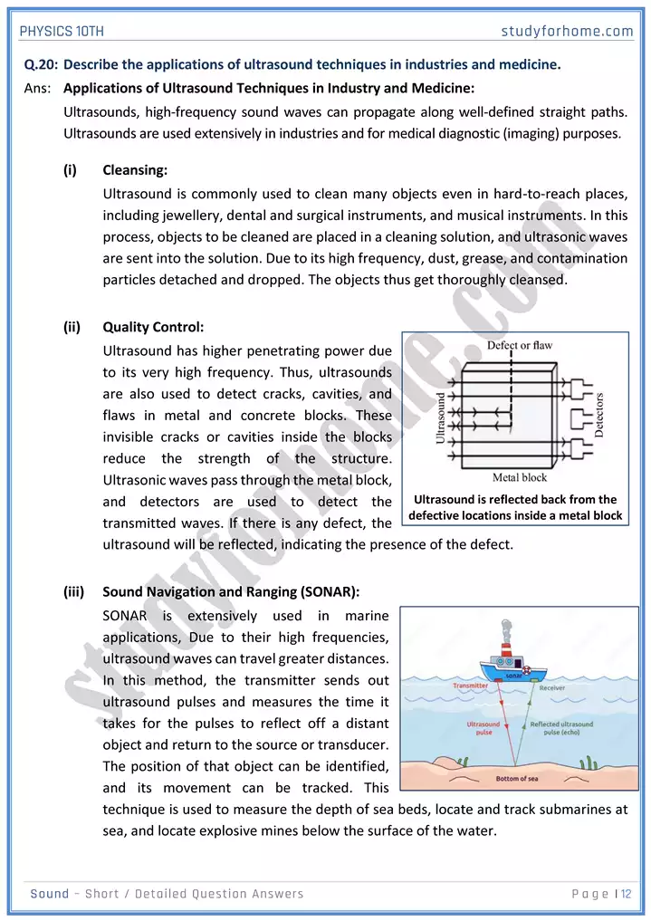 chapter 11 sound short and detailed question answers physics 10th 12