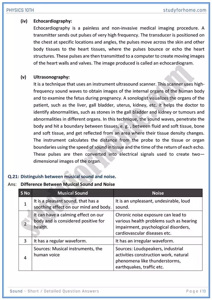 chapter 11 sound short and detailed question answers physics 10th 13