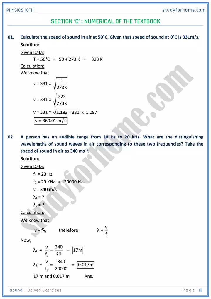 chapter 11 sound solution of textbook exercise physics 10th 10