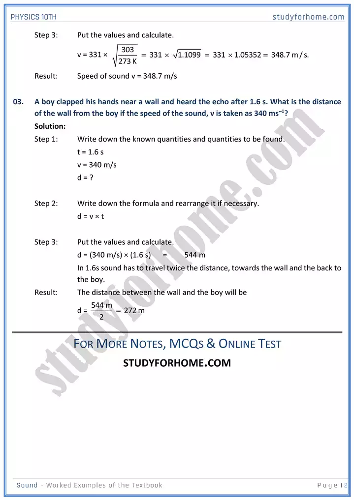 chapter 11 sound worked examples of the textbook physics 10th 02