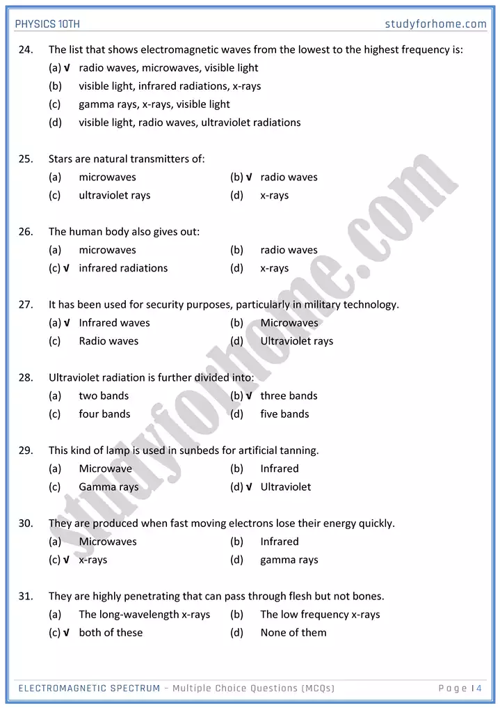 chapter 12 electromagnetic spectrum multiple choice questions physics 10th 04