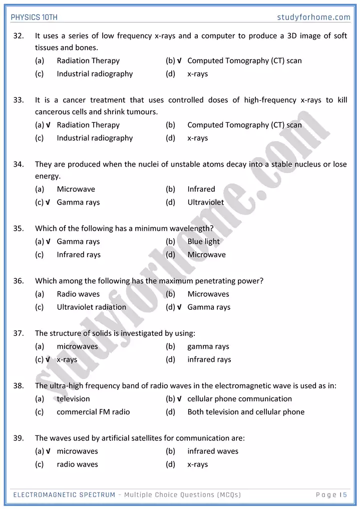 chapter 12 electromagnetic spectrum multiple choice questions physics 10th 05