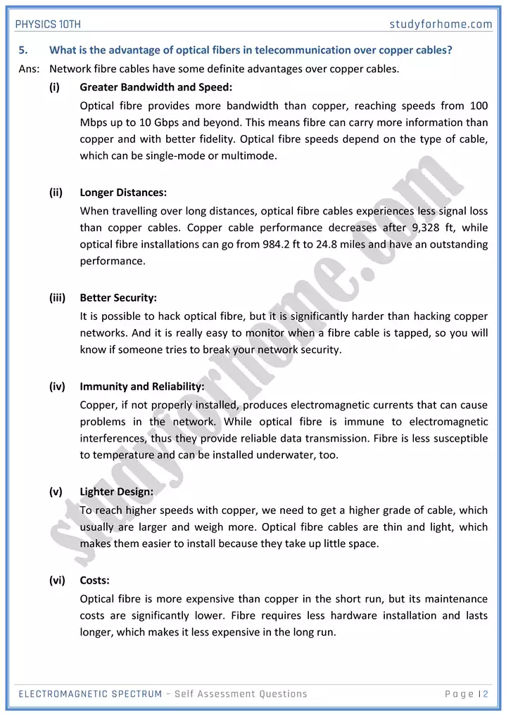 chapter 12 electromagnetic spectrum self assessment questions physics 10th 02