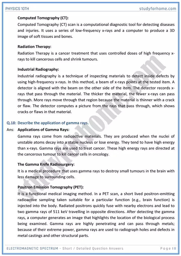 chapter 12 electromagnetic spectrum short and detailed question answers physics 10th 08