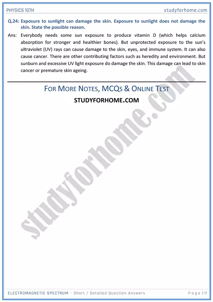 chapter 12 electromagnetic spectrum short and detailed question answers physics 10th 11