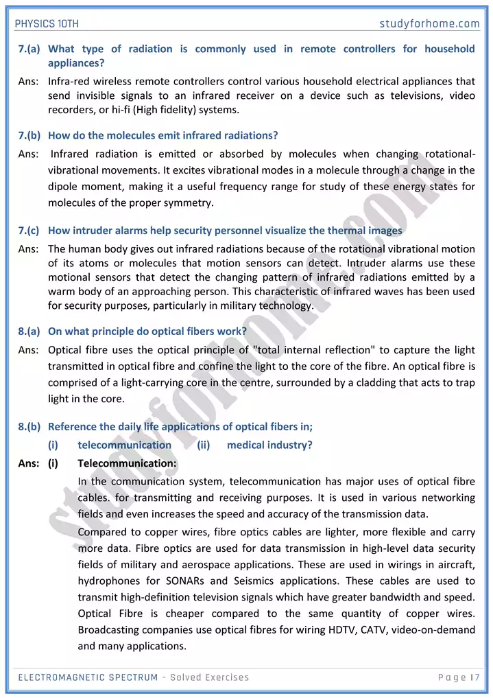 chapter 12 electromagnetic spectrum solution of textbook exercise physics 10th 07