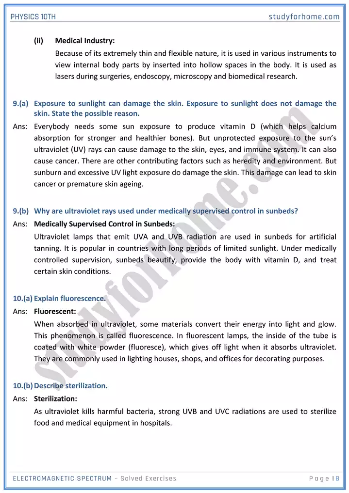 chapter 12 electromagnetic spectrum solution of textbook exercise physics 10th 08