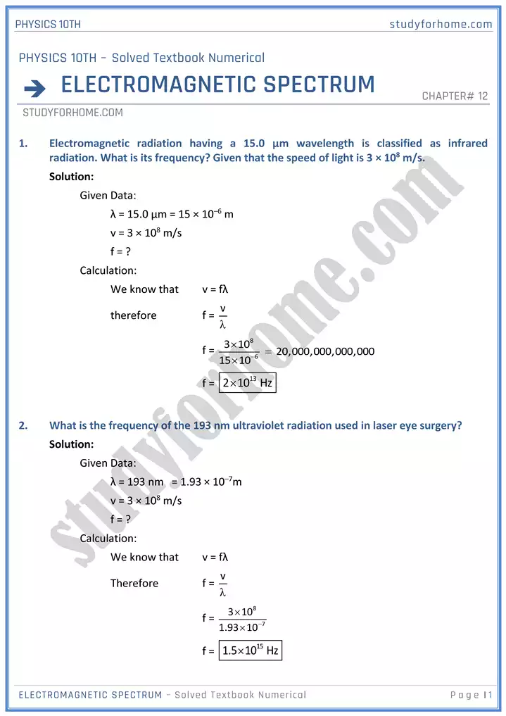 chapter-12-electromagnetic-spectrum-solved-textbook-numericals-physics-10th