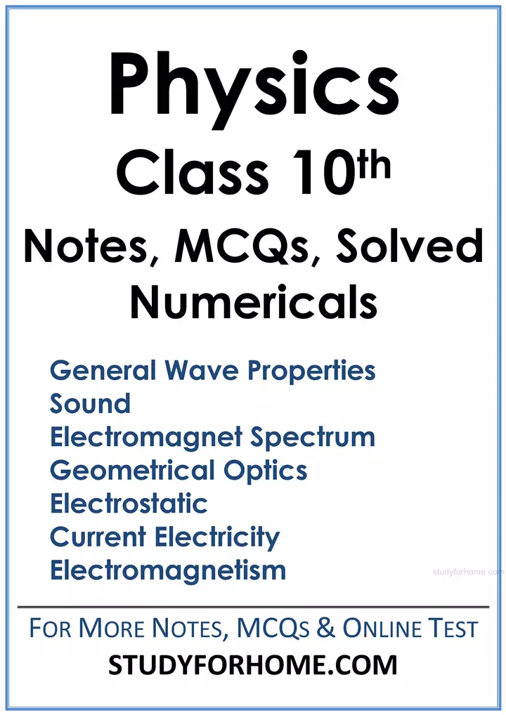 physics-notes-mcqs-solved-numericals-class-10th-sindh-board-science-group