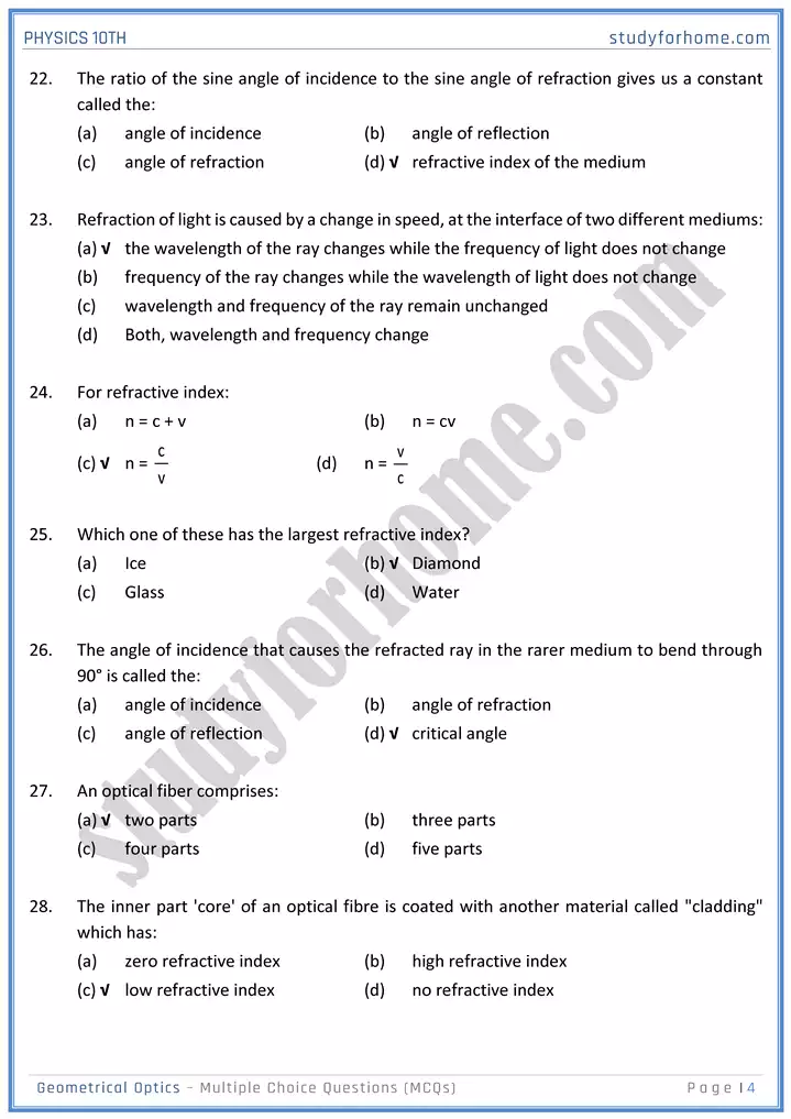 chapter 13 geometrical optics multiple choice questions physics 10th 04