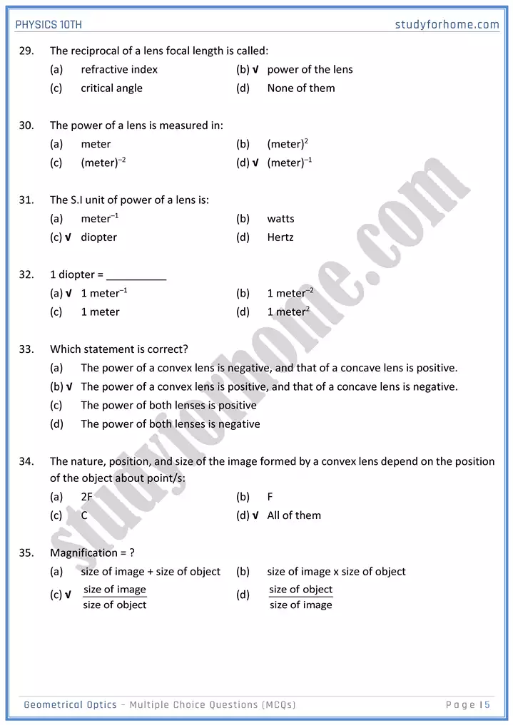 chapter 13 geometrical optics multiple choice questions physics 10th 05