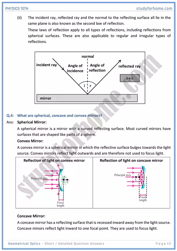 chapter 13 geometrical optics short and detailed question answers physics 10th 02