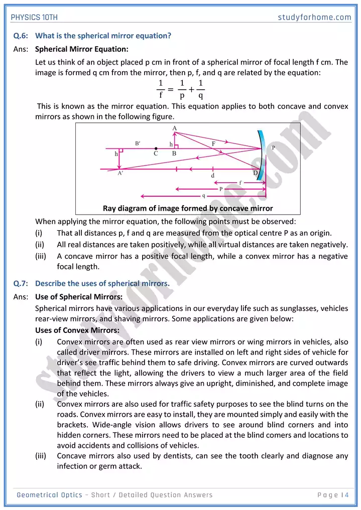 chapter 13 geometrical optics short and detailed question answers physics 10th 04