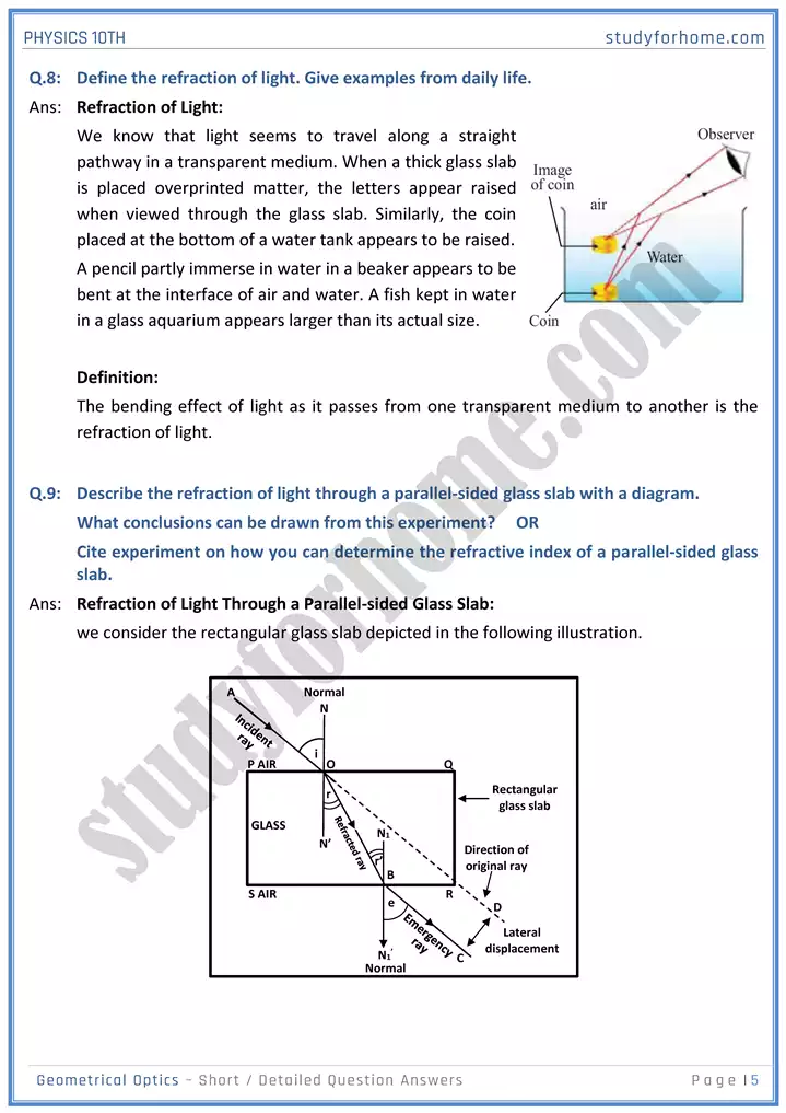 chapter 13 geometrical optics short and detailed question answers physics 10th 05