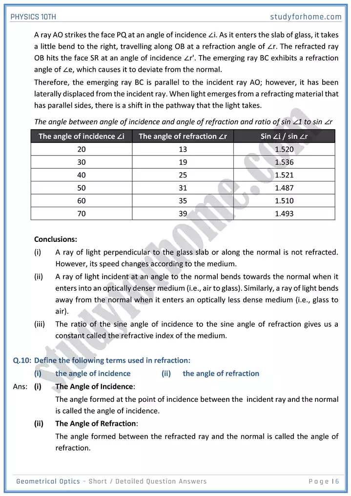 chapter 13 geometrical optics short and detailed question answers physics 10th 06