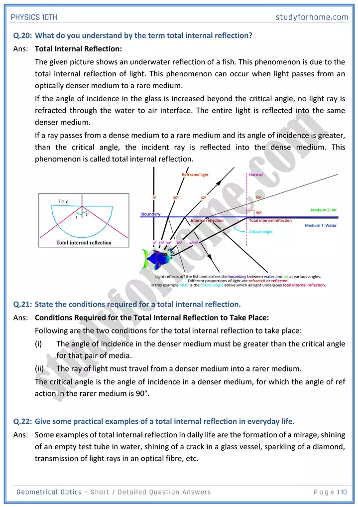 chapter 13 geometrical optics short and detailed question answers physics 10th 10