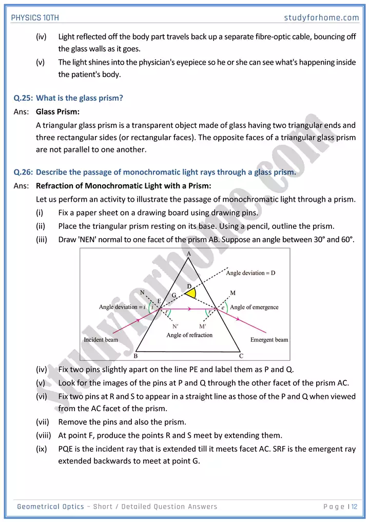 chapter 13 geometrical optics short and detailed question answers physics 10th 12