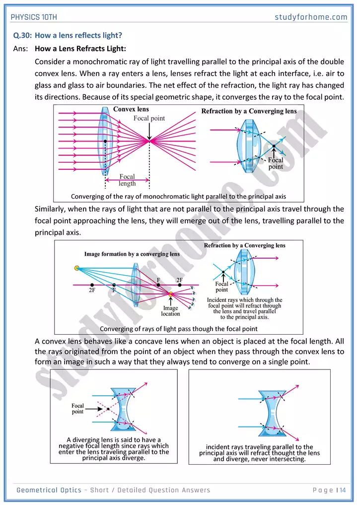 chapter 13 geometrical optics short and detailed question answers physics 10th 14