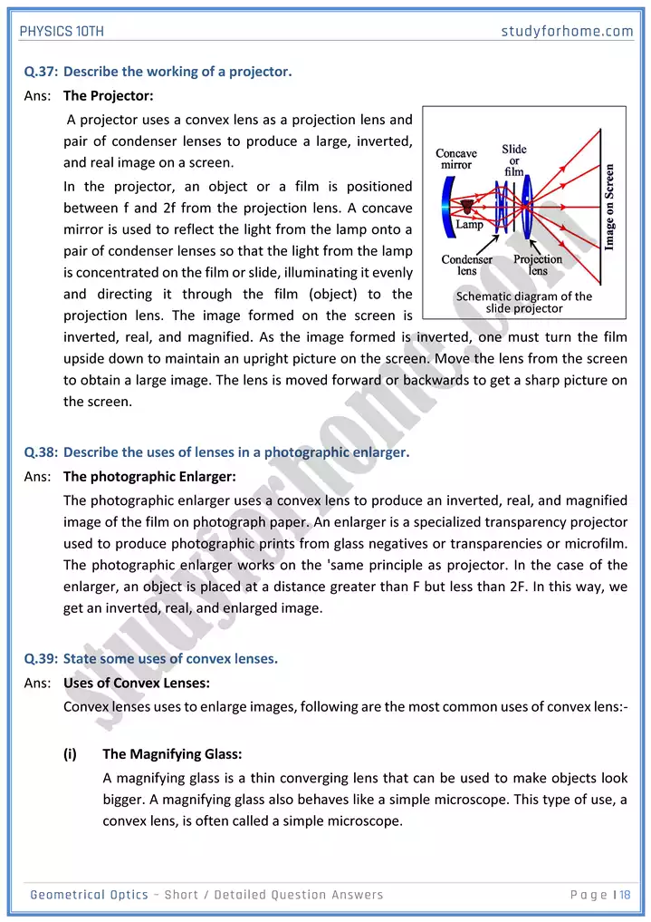 chapter 13 geometrical optics short and detailed question answers physics 10th 18