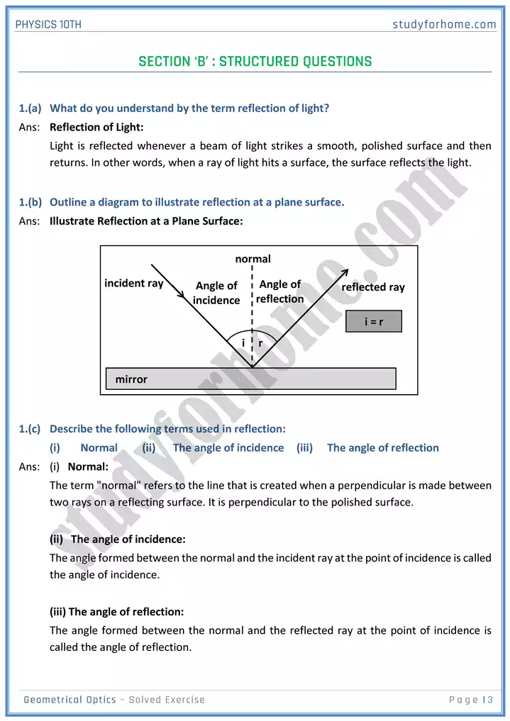 chapter 13 geometrical optics solution of textbook exercise physics 10th 03