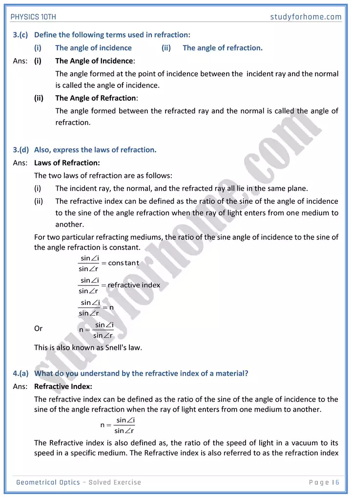 chapter 13 geometrical optics solution of textbook exercise physics 10th 06