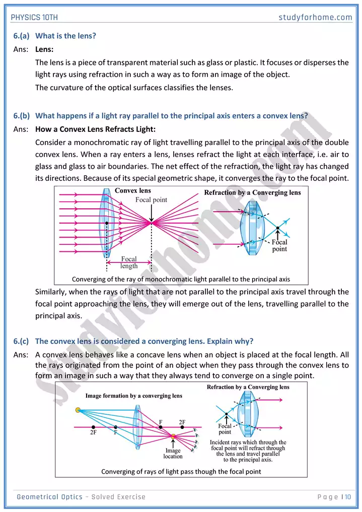 chapter 13 geometrical optics solution of textbook exercise physics 10th 10