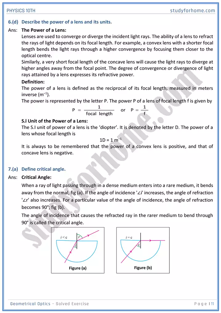 chapter 13 geometrical optics solution of textbook exercise physics 10th 11