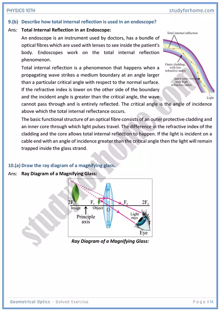 chapter 13 geometrical optics solution of textbook exercise physics 10th 14