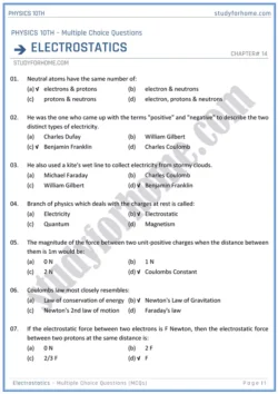 chapter-14-electrostatic-multiple-choice-questions-physics-10th