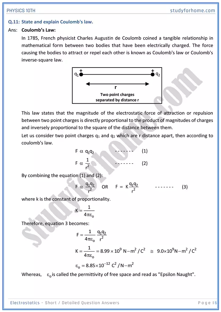 chapter 14 electrostatic short and detailed question answers physics 10th 06