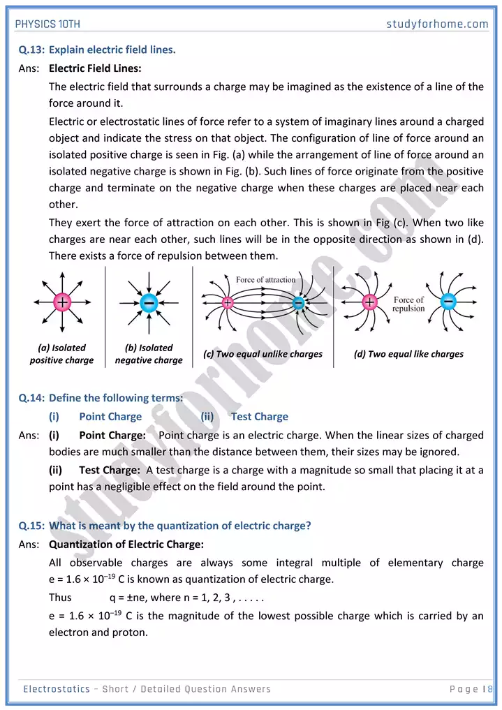 chapter 14 electrostatic short and detailed question answers physics 10th 08