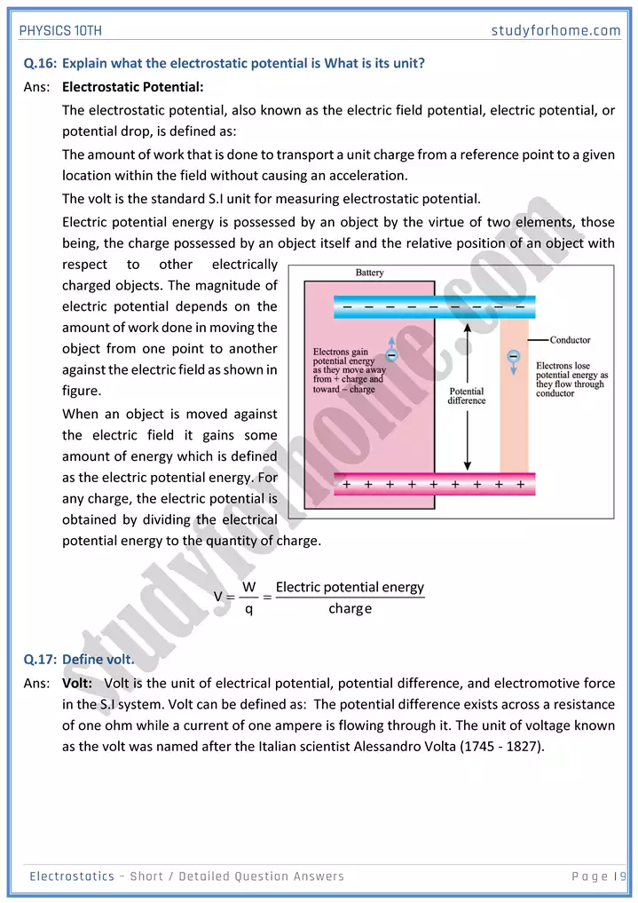 chapter 14 electrostatic short and detailed question answers physics 10th 09