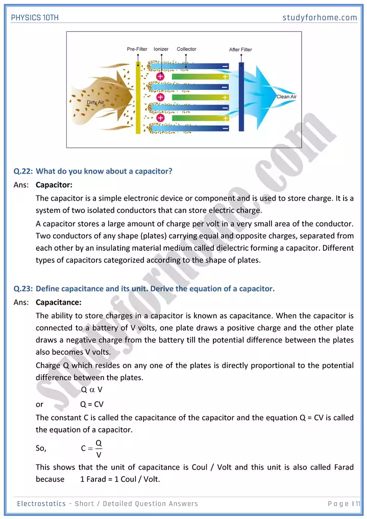 chapter 14 electrostatic short and detailed question answers physics 10th 11