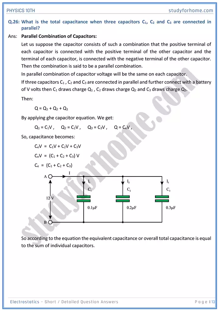 chapter 14 electrostatic short and detailed question answers physics 10th 13