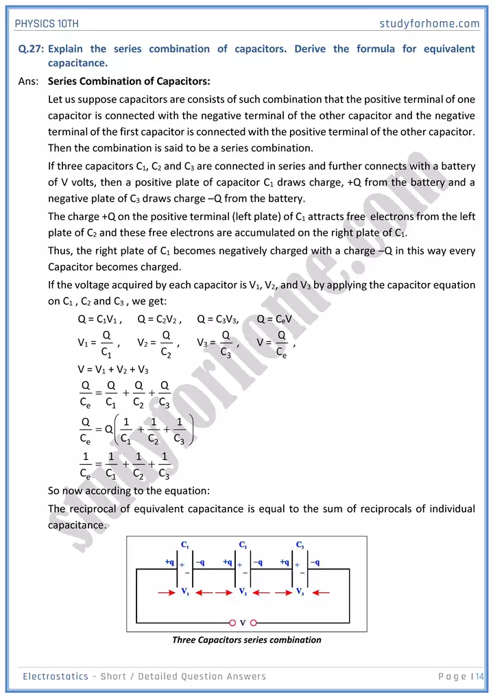 chapter 14 electrostatic short and detailed question answers physics 10th 14