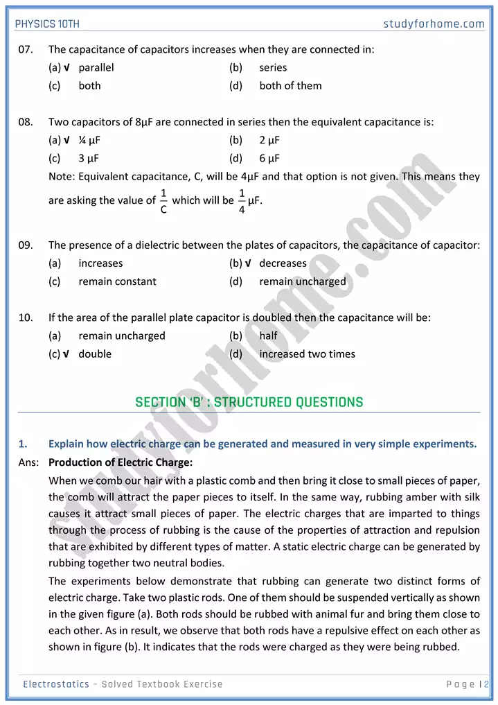 chapter 14 electrostatic solution of textbook exercise physics 10th 02