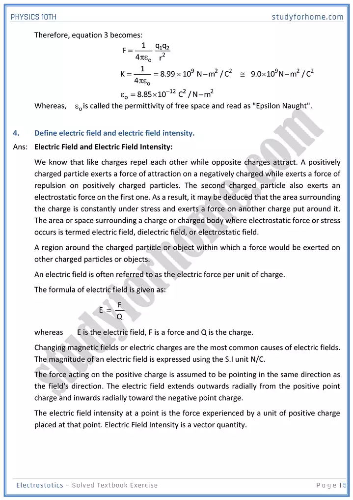 chapter 14 electrostatic solution of textbook exercise physics 10th 05